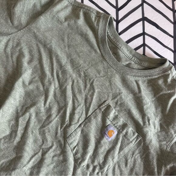 Carhartt Women's Size 1X Heathered Light Green Pocket Tee - Picture 1 of 4